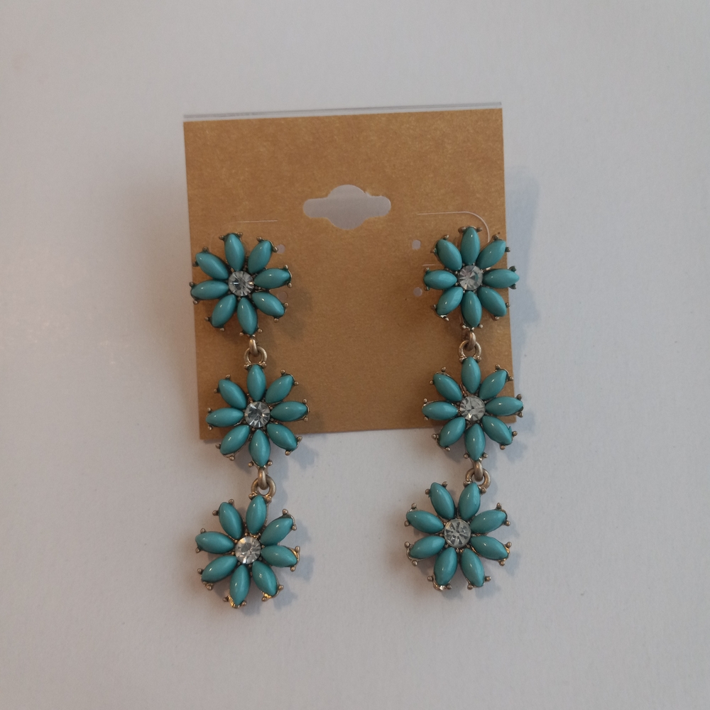 Turquoise Floral Drop Earrings